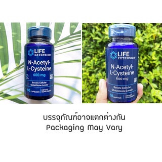 50% OFF ราคา Sale!! EXP: 09/2023 N-Acetyl-L-Cysteine 600 mg 60 Capsules (Life Extension®)