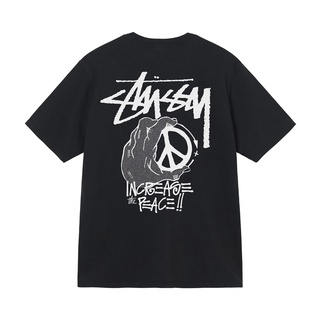 เสื้อยืดพิมพ์ลายแฟชั่น STUSSY เสื้อยืดย้อมสีมือ สันติภาพ สงบสุข