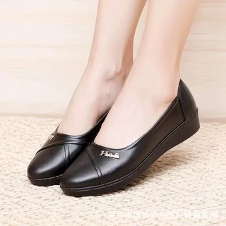 รองเท้าผู้หญิง รองเท้าคัชชูส้นหนา ทรงหัวแหลม รุ่นCDM987（แนะนำให้ซื้อเพิ่ม1เบอร์）