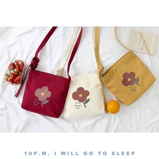 ทักแชทก่อนสั่ง 🕙 กระเป๋าสะพายข้าง มี 3 สี เหลือง เบจ แดง (Flower knot bag)