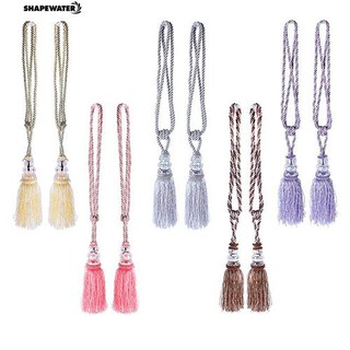 🦋ตกแต่งบ้าน 1 คู่ Tassel Beaded Tiebacks ม่านหน้าต่าง Fringe Tie