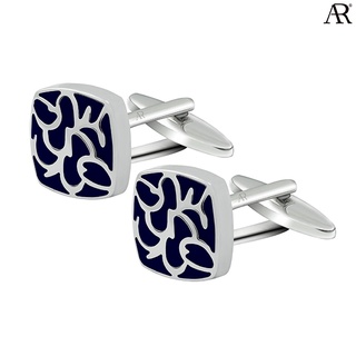 ANGELINO RUFOLO Cufflink(คัฟลิงค์) ดีไซน์ Tracery-Swipe to Switch กระดุมข้อมือคัฟลิ้งโรเดียมคุณภาพเยี่ยม สีเงิน-สีกรมท่า