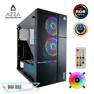 AZZA ATX Mid Tower Tempered Glass ARGB  Gaming Case IRIS 330DF With RF Remote control – Black