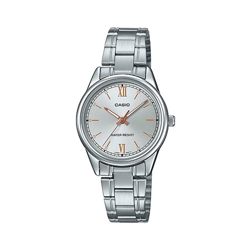 CASIO นาฬิกาข้อมือผู้หญิง สายสแตนเลส สีเงิน รุ่น LTP-V005D,LTP-V005D-7B2,LTP-V005D-7B2UDF