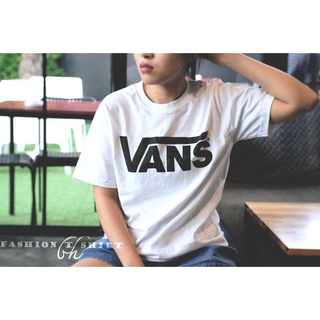 เสื้อยืดผ้าฝ้ายพิมพ์ลายขายดี สไตล์ใหม่ เสื้อยืดแฟชั่นผู้หญิง ผู้ชาย VANS tshirt สีขาว คอกลม