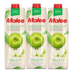 ส่งฟรี  มาลี น้ำแอปเปิ้ลเขียว น้ำแอปเปิ้ล100% ขนาด 1000ml ยกแพ็ค 3กล่อง MALEE GREEN APPLE JUICE 1L 1ลิตร     ฟรีปลายทาง