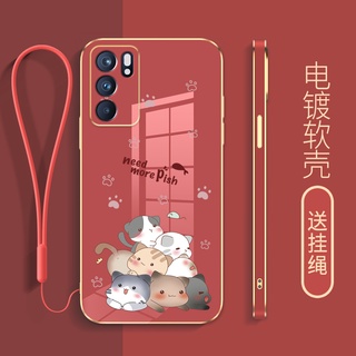 ใหม่ เคสโทรศัพท์มือถือ ขอบตรง กันรอยกล้อง ลายการ์ตูนแมว พร้อมสายคล้อง สําหรับ samsung s21 s21 fe s21 plus s21 ultra s22 s22 ultra s22 plus