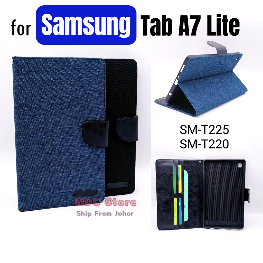 Mdc Stand Flip Casing เหมาะสําหรับ Samsung Galaxy Tab A7 Lite T225 T220 Premium Wallet Book Case Cover Sarung Tab Bag