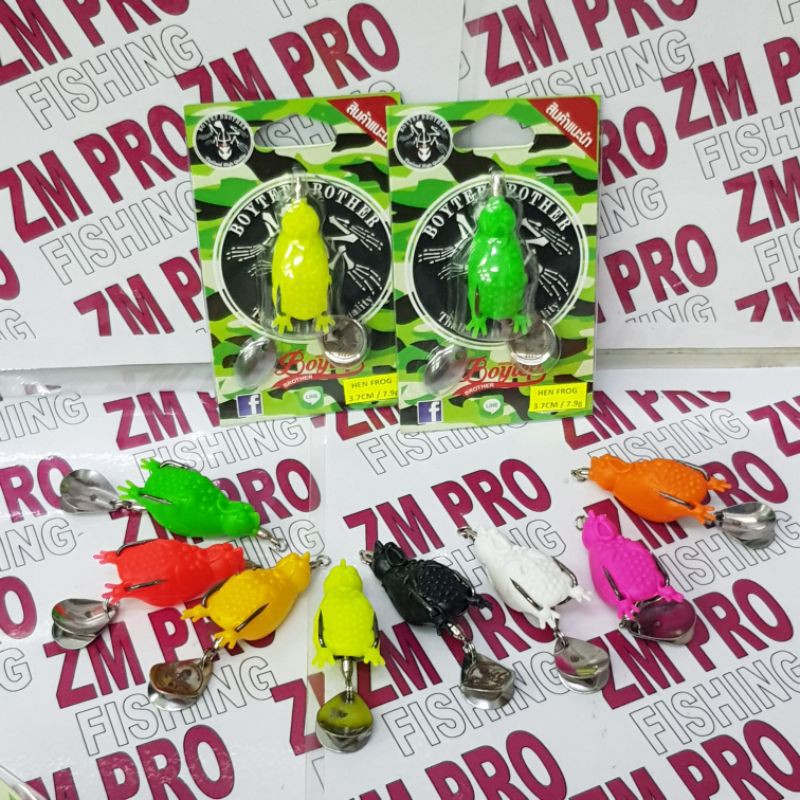 Boytep Hen Frog ซอฟท์กบ สปินเนอร์คู่ (3.7ซม./7.9 กรัม) เหยื่อตกปลา Katak ayam