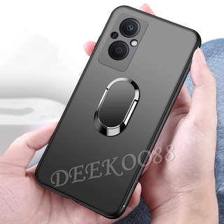 เคสโทรศัพท์ซิลิโคน OPPO Reno7 Z 5G Casing Skin Feel TPU Simple Color Phone Case TPU Silicone Soft Case with Ring Stand Holder Black Cover Reno 7 Z 7Z Reno7Z