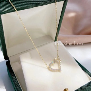 Fashion necklace สร้อยคอเงินแท้925 สร้อยคอหัวใจ สีทอง/สีเงิน (พร้อมกล่อง)