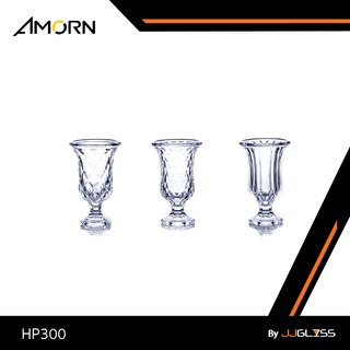 JJGLASS - ( AMORN ) HP300 - แจกันแก้วมีขา ลายคริสตัล  ดีไซน์สวยหรู  แฮนด์เมด