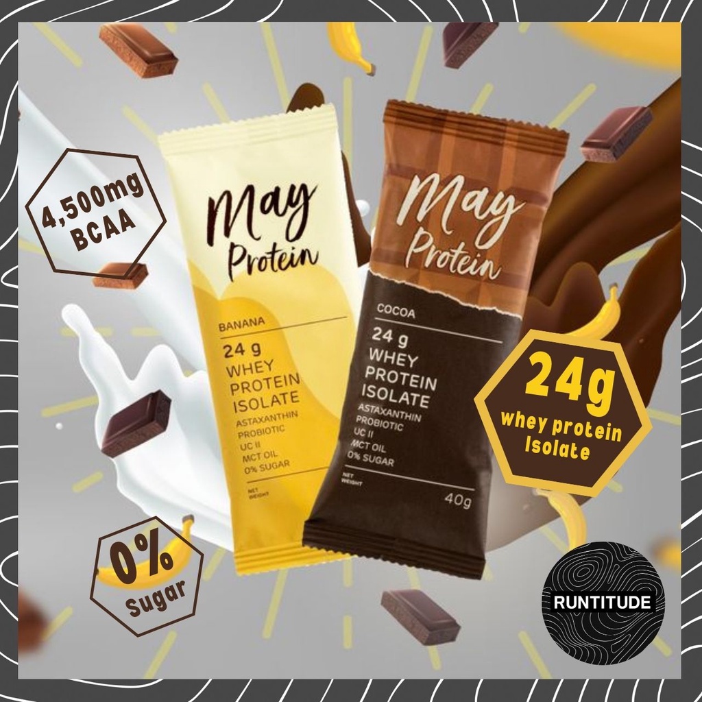 MayProtein Whey protein (WPI) 1 ซอง : 24 G  มี BCAA สูงเพิ่มความแข็งแรง เพิ่มกล้ามเนื้อ ราคาถูก Shopee Lazada