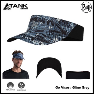 Buff Go Visor หมวกวิ่งแบบครึ่งศีรษะ ปีกหมวกแข็งเพื่อการป้องกันแดดได้ดี แถบยืดด้านหลัง โลโก้สะท้อนแสง ใส่วิ่งและออกกำลังกาย ลิขสิทธิ์แท้จากสเปน