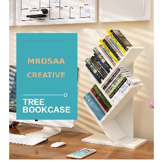 ชั้นวางหนังสือขนาดเล็กรูปต้นไม้บนโต๊ะ ชั้นว่งหนังสือ  Tree-shaped small bookshelf on the table