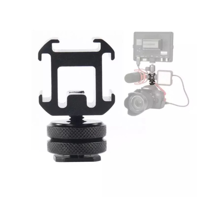 Three Head Hot Shoe Base Set Extend Port Connect For Video Light On Camera Mount Microphone