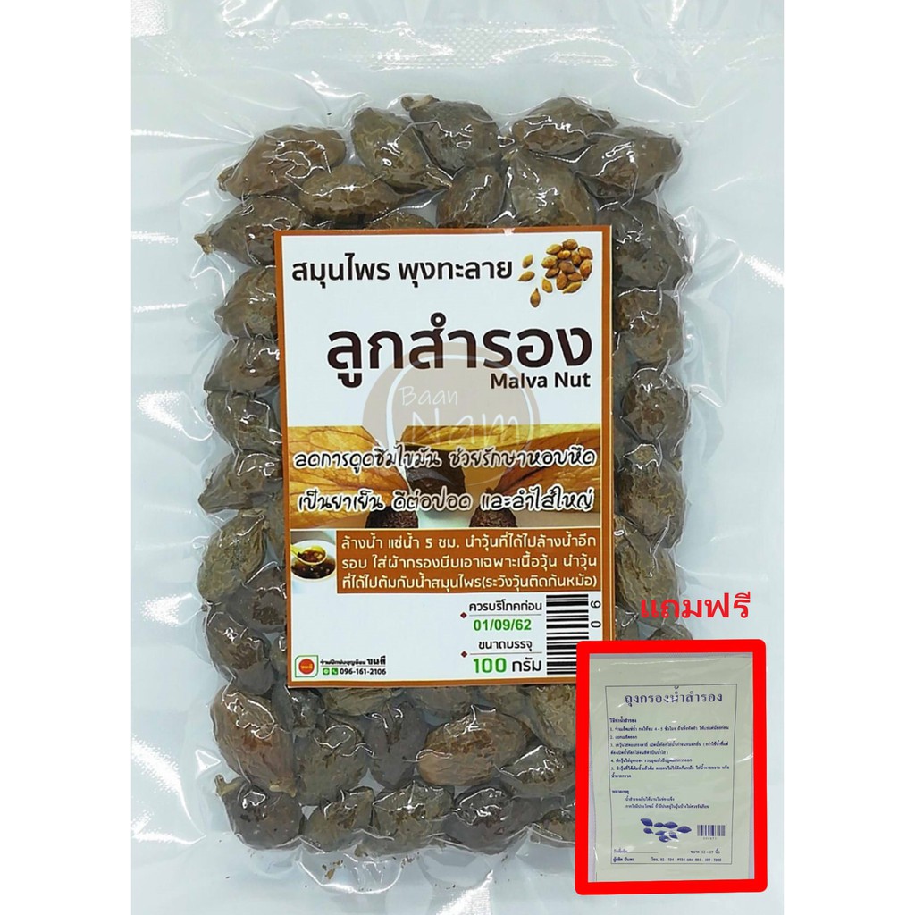 ลูกสำรอง (Malva Nut) 100 กรัม (แถม ถุงกรองน้ำสำรอง)