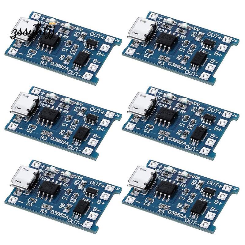 6PCS สําหรับ TP4056 ชาร์จ ule พร้อมแบตเตอรี่ป้องกัน 18650 BMS 5V Micro-USB 1A ชาร์จสําหรับ 18650