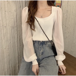 Chiffon top💛✨ เสื้อไหมพรม