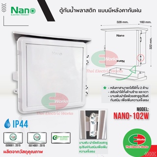 Nano ตู้กันน้ำ พลาสติก NANO ฝาทึบ มีหลังคา เปิด-ปิดได้ NANO-102W  ตู้พลาสติก มีที่กันฝน  #Nano#ตู้กันน้ำ#ตู้พลาสติก