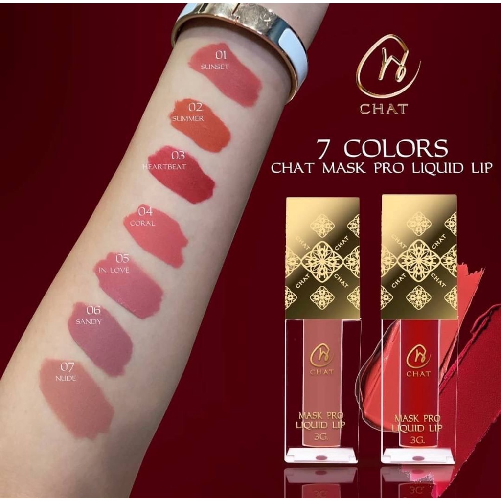 CHAT Mask Pro Liquid Lip ลิปน้องฉัตร ไม่ติดแมส (3 กรัม x 1 หลอด)