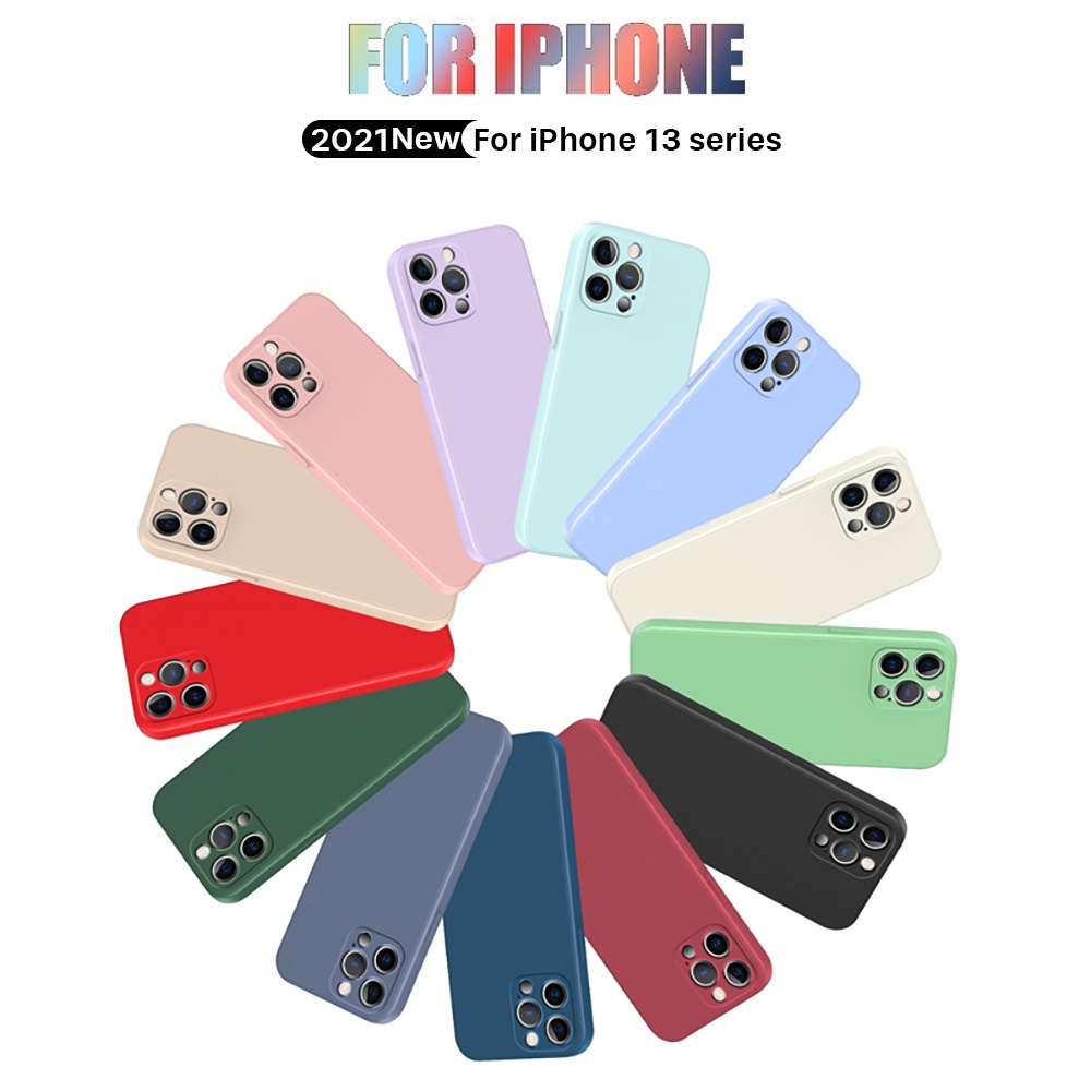 เคสซิลิโคนนิ่ม ทรงสี่เหลี่ยม สําหรับ iPhone 13 12 11 Pro Max 13Pro
