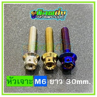 น็อตสแตนเลส หัวเจาะดอกไม้ ขนาดเกลียว m6 ยาว 30 mm.