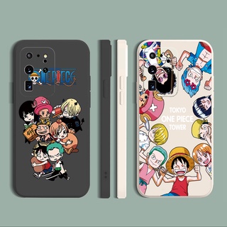 สําหรับ Samsung Galaxy S21 Ultra S20 FE S10 Plus One Piece ลูฟี่ ขอบสี่เหลี่ยม เคสนิ่ม