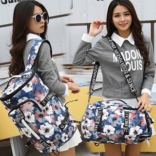 Backpack กระเป๋าสะพายหลัง กระเป๋าเป้เดินทาง 3in1 กันน้ำ รุ่น BA-183(ดอกสีขาว)