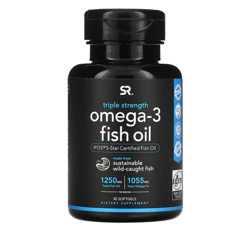 Sports Research Omega-3 Fish Oil Triple Strength 30 Softgels