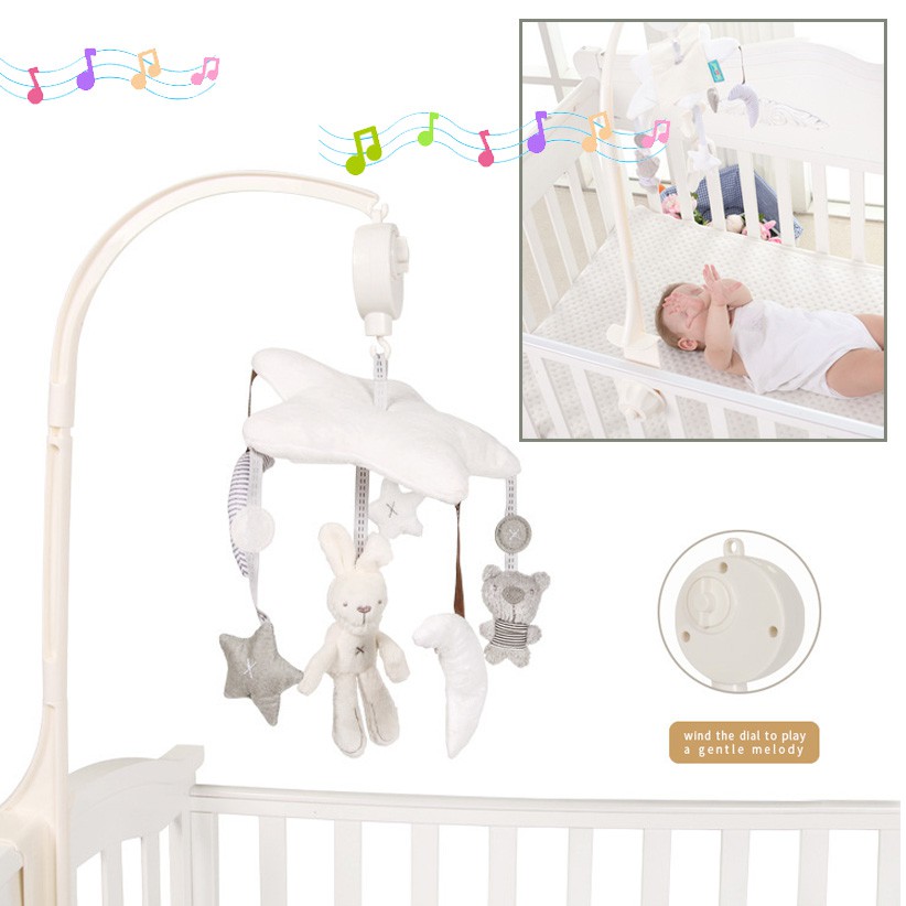 Smart kiddy shop โมบายติดเตียง โมบายดนตรี (ไขลาน) White Rabbit ( ของเล่นเด็กอ่อน ของขวัญเด็กแรกเกิด ของขวัญรับขวัญ )