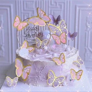 เค้กวันเกิดผีเสื้อ 3D Toppers สําหรับงานวันเกิด งานแต่งงาน Baby Shower
