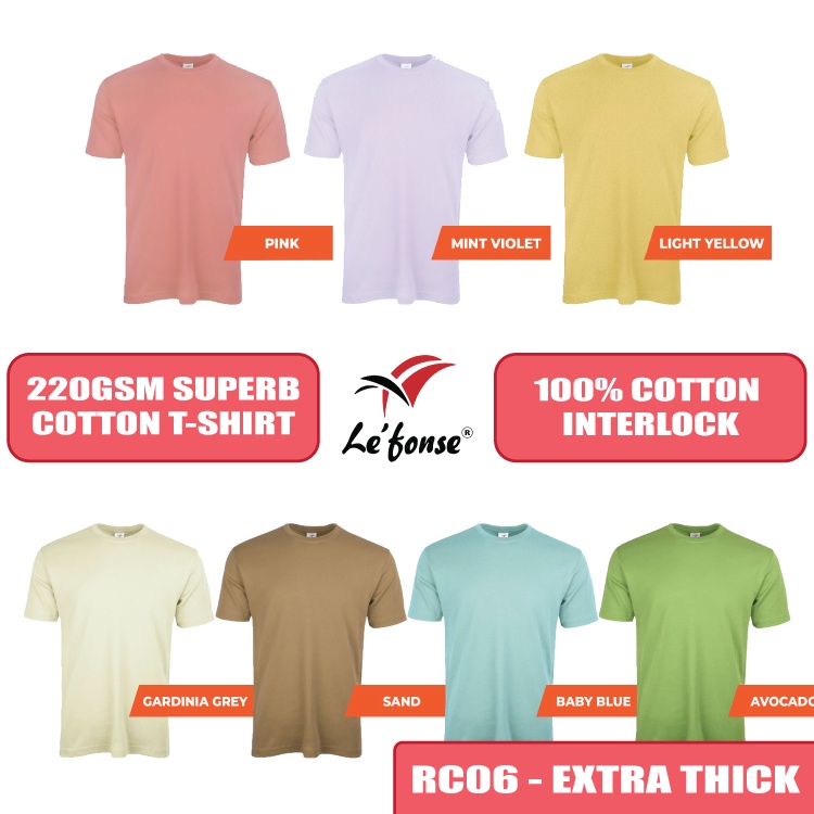 เสื้อยืดผ้าฝ้าย Superb หนาพิเศษ RC06 เสื้อยืดคอกลม Unisex สบายสุด RC06 Group B
