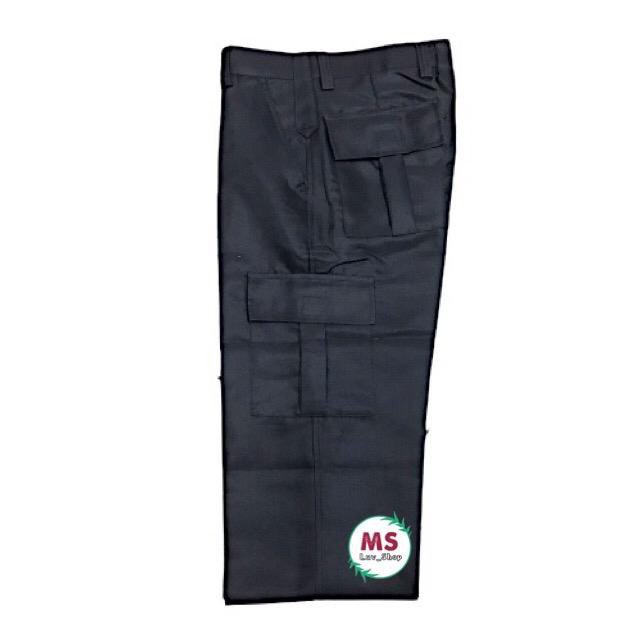 BLACK SLACK PANT MULTI POCKET SECURITY GUARD PANT WORKING PANT SELUAR