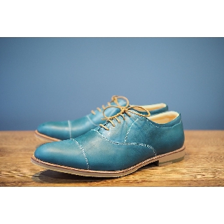 "LAST PAIR" Size42 Vintage Green Cap-Toe Oxford in Neolite Sole รุ่น SLU049-6