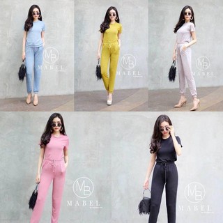 Modernme งานเซตสุดชิคเสื้อแขนคอปีนจับแมทช์กางเกงวอมเอวสม็อคงานใส่ได้ทุกสถานการณ์ เนื้อผ้านิ่มใส่สบาย