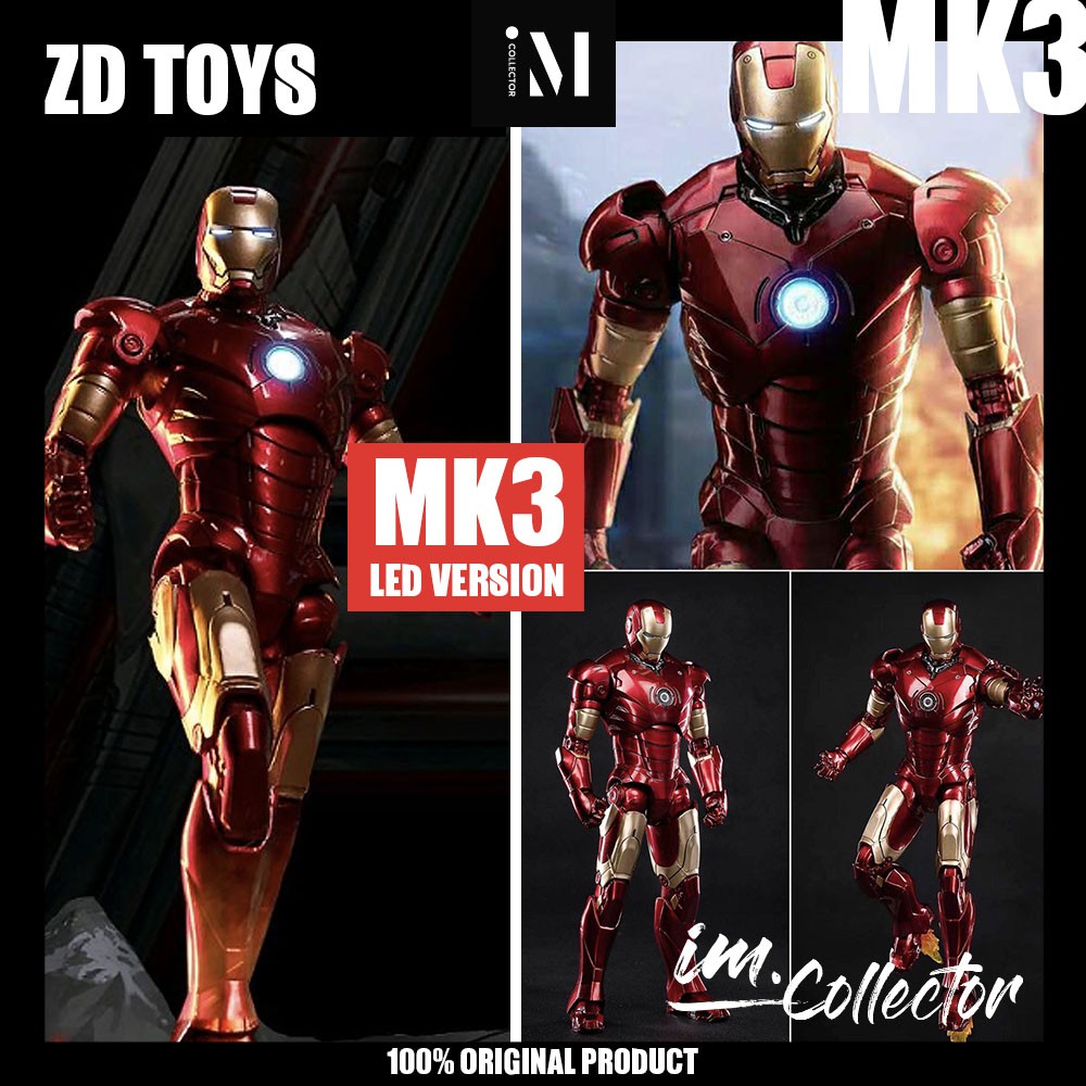 Ready【zd Toys】original Marvel 110 Iron Man Mark 3 Led Version Hall Of