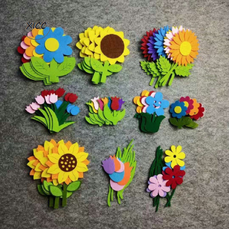 สติกเกอร์ ลายดอกไม้ แฮนด์เมด Diy สําหรับตกแต่งผนังห้องเด็กอนุบาล โรงเรียนประถม