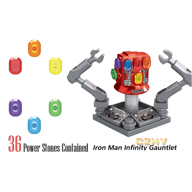 Iron Man Infinity Gauntlet ถุงมือ 36 Power Stones Building Blocks ของเล่นเด็ก XH1361