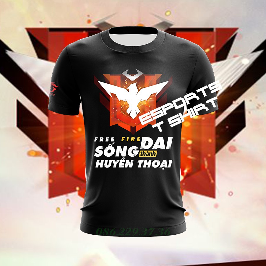 เสื้อยืดผู้ชาย Rank 3D Black Free Fire Legendary Rank 3D Black Free Fire