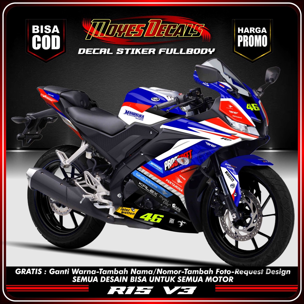 รูปลอก R15 V3 Fullbody สติกเกอร์มอเตอร์ R15 V3 สติกเกอร์ Yamaha R15 V3 Fullbody