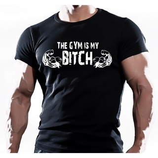 ROUNDคอลูกเรือNeckเสื้อยืด พิมพ์ลาย The Gym Is My B*Tch สําหรับผู้ชาย | เสื้อออกกําลังกาย เพาะกาย เพาะกาย เสริมแรงจูงใจ-