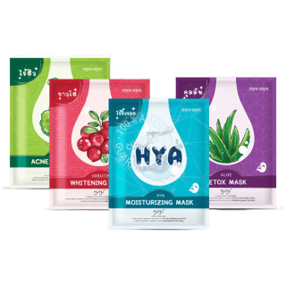 (ขายส่ง9฿) มาส์กหน้า มิว มิว 4 สูตร ขาวใส / ไร้สิว / ไร้ริ้วรอย / คุมมัน MYU-MYU Mask Hya / Centella / Aloe / Arbutin