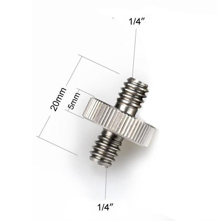 1/4 inch male to 1/4 inch male Threaded adapter for camera frame / shoulder / stand / studio socket / lighting equipment