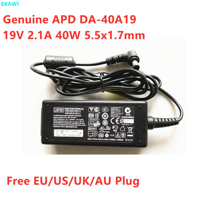 APD DA-40A19 19V 2.1A 40W DA-40C19 อะแดปเตอร์ AC สําหรับ Acer ASPIRE ONE A150 D150 D260 ES1-111M แล็