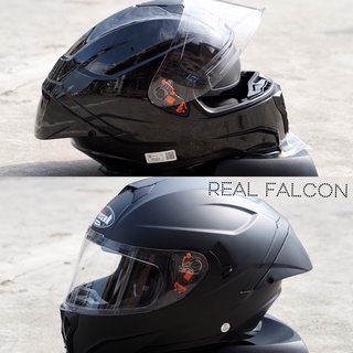 หมวกกันน็อค REAL FALCON สีพื้น 🖤 มีแว่นด้านใน 😎