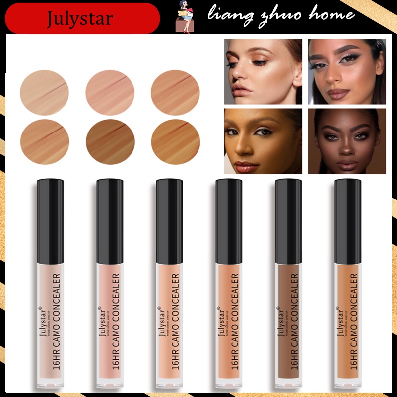 Julystar คอนซีลเลอร์เนื้อลิขวิด ปกปิดรอยคล้ําใต้ตา สิว กระ กันน้ํา 6 สี สําหรับผู้หญิง