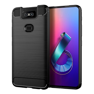 เคสโทรศัพท์ซิลิโคน tpu แบบนิ่ม คาร์บอนไฟเบอร์ กันกระแทก สําหรับ ASUS Zenfone 6 6Z ZS630KL