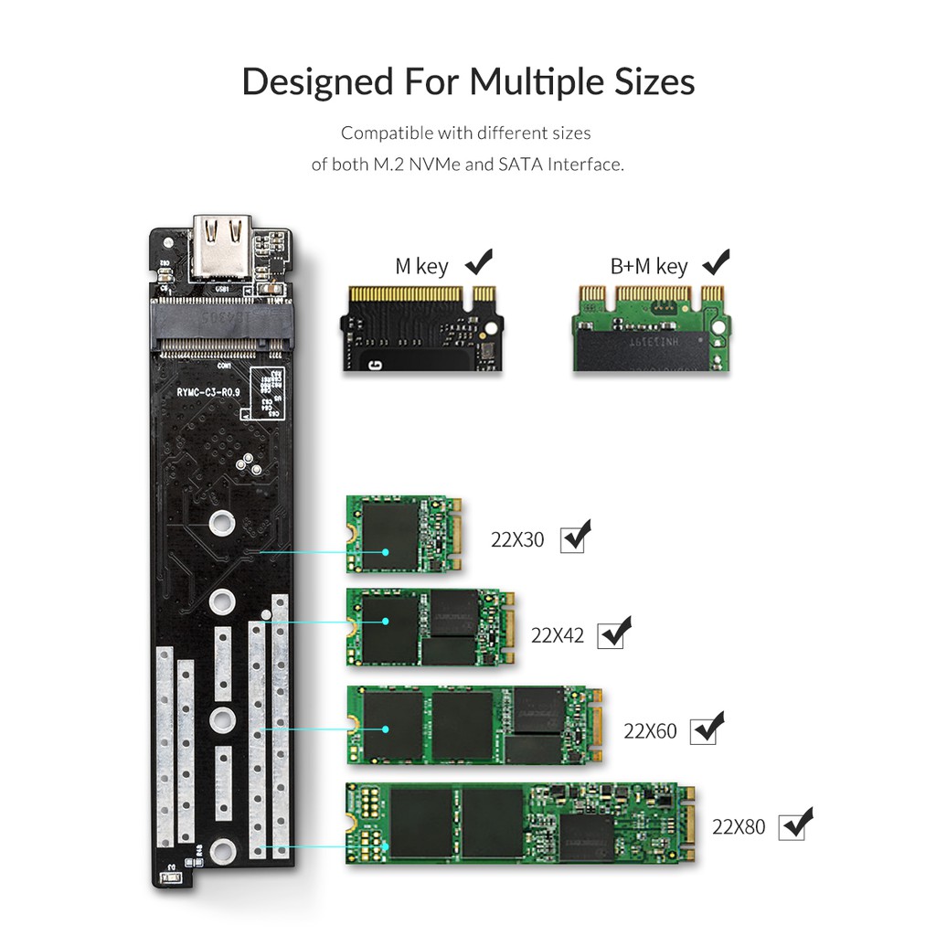 Orico กล่องฮาร์ดดิสก์แบบใส สำหรับ M2 Ssd Nvme Ssd Enclosure M2 เป็น Usb Type C For Nvme Pcie 1846