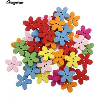 Gregorio 100Pcs ดอกไม้สีผสม 2GS เย็บไม้ Scrapbooking DIY ปุ่ม